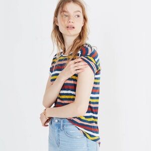 Madewell Whisper Cotton Crewneck Tee in Lennie Stripe Size S
